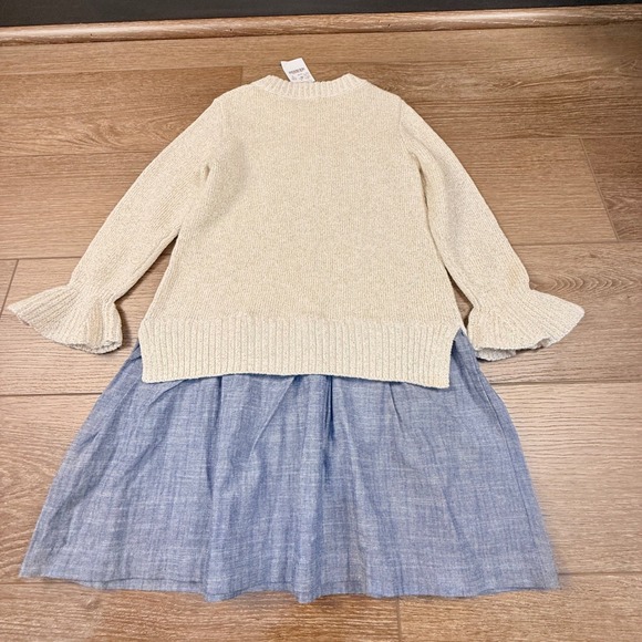 Crewcuts Girls Sweater Chambray Dress Long Sleeve Gold Threading 6 NWT Ruffle - Picture 11 of 14